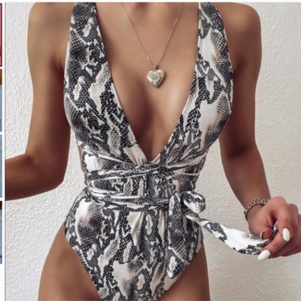 One piece wrap around swim suit